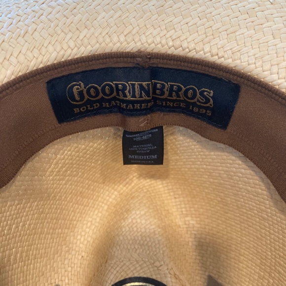 NWOT Goorin Bros Straw Hat with Black Ribbon and Feather in Pin - Picture 5 of 8
